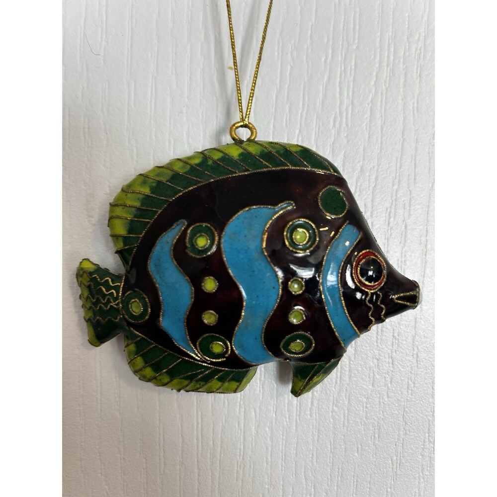 Fish Hanging Ornament / Decor in a Vibrant Blue , Black and Green Color